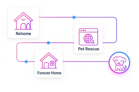 Pet Rescue NZ rehoming process illustration
