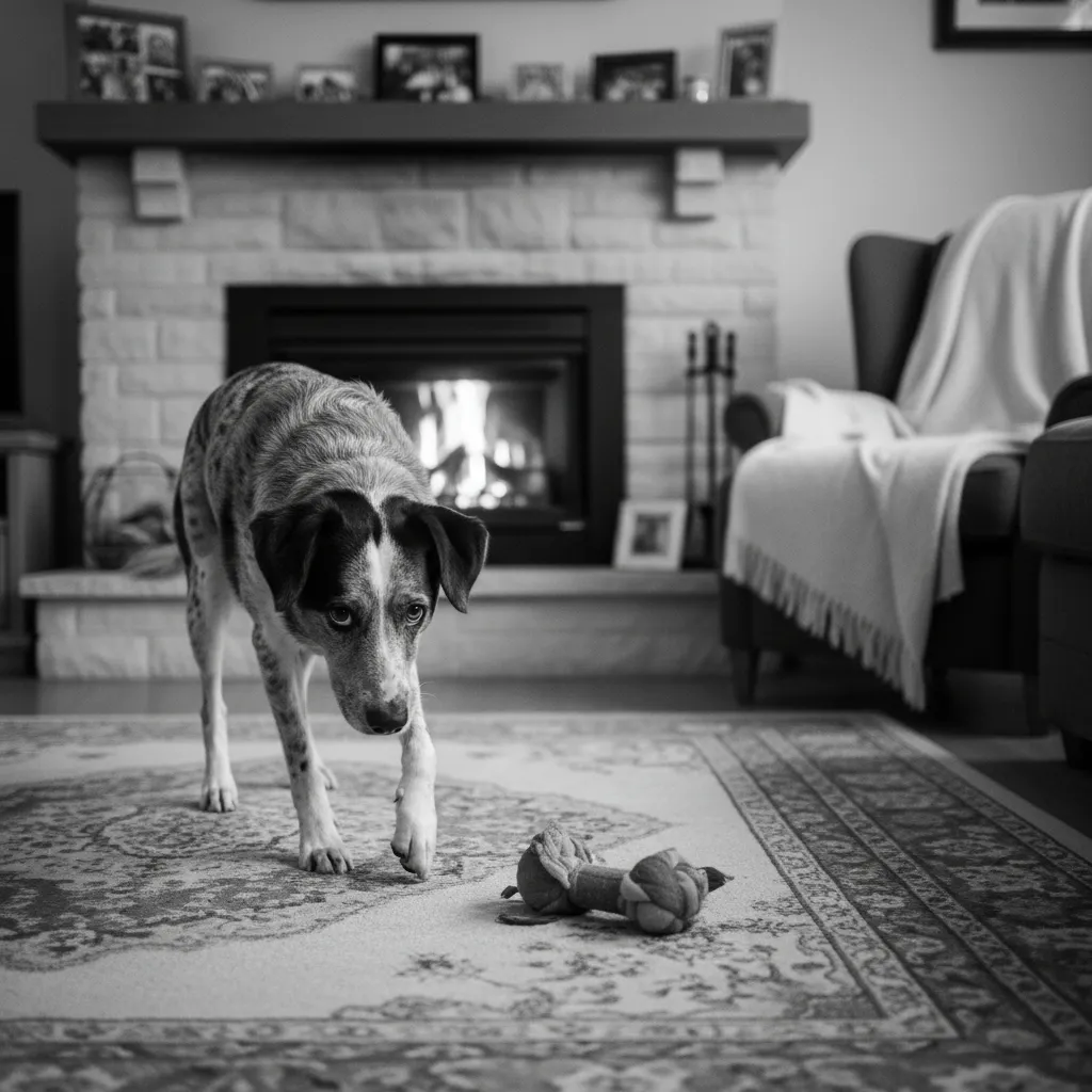 Heading Dog adjusting to indoor life