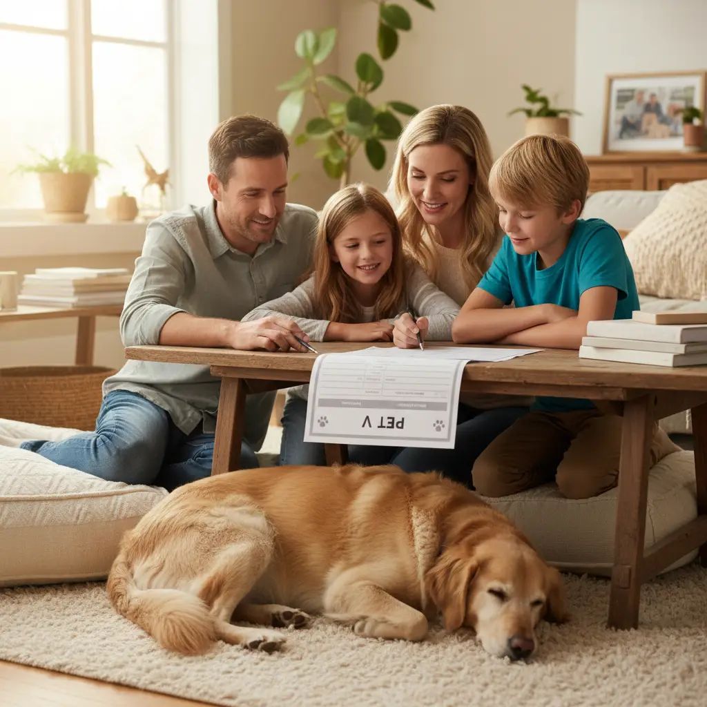 Family preparing a Pet CV for a rental application