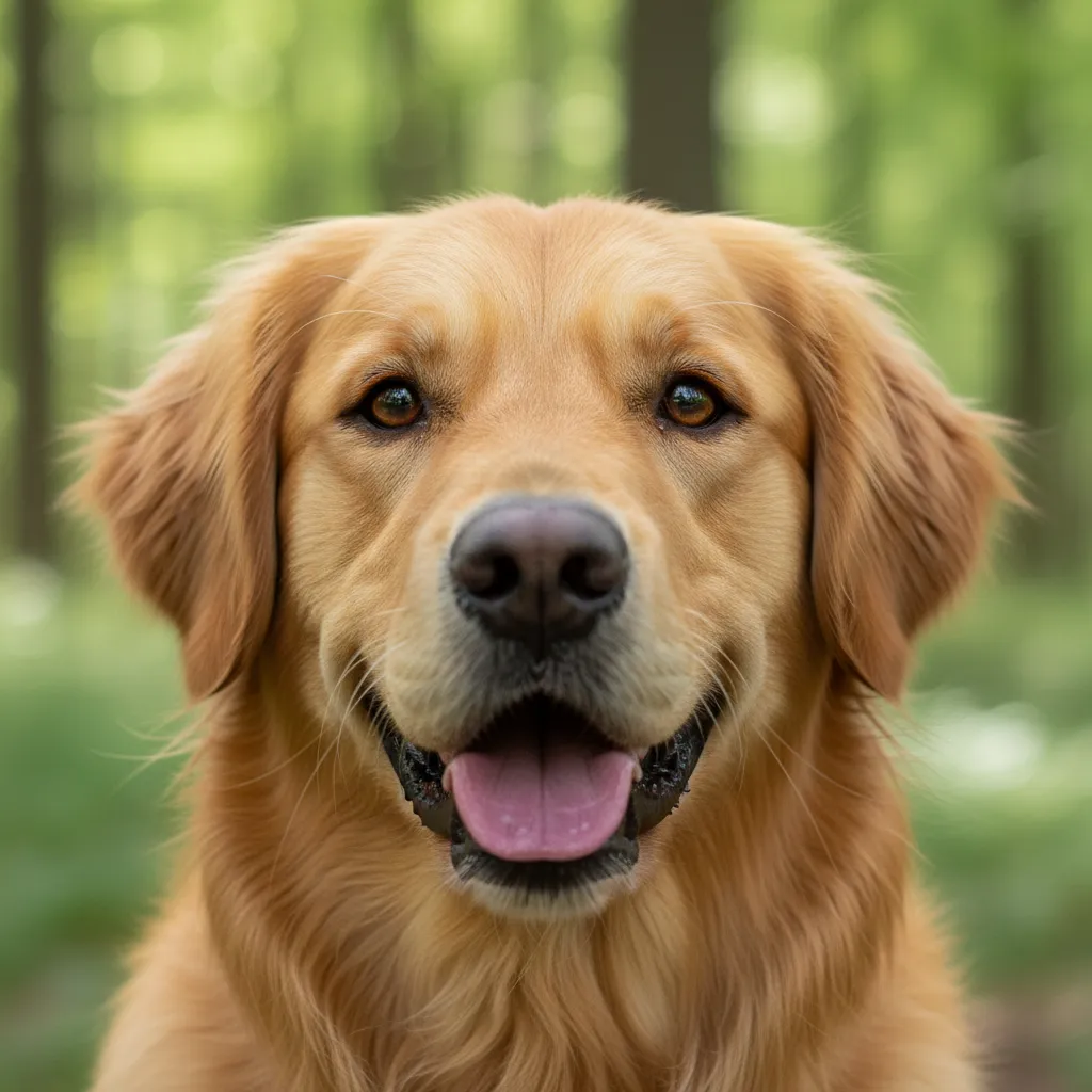 A Golden Retriever looking affectionately at the camera, demonstrating the importance of eye contact in pet profiles.