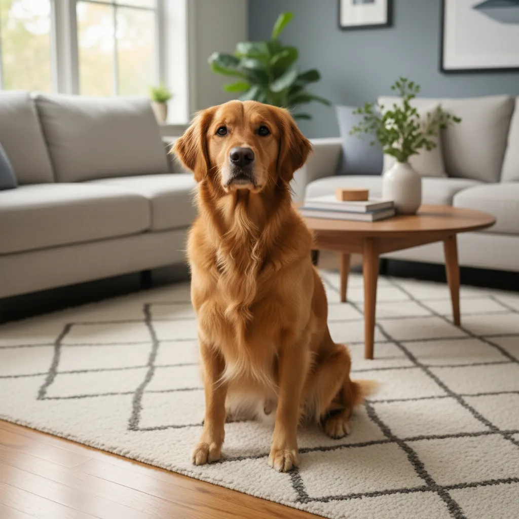 A calm dog sitting politely for a pet resume photo