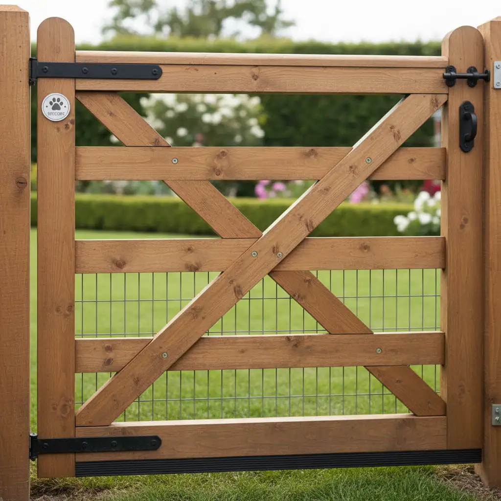 Secure wooden gate latch for dog safety