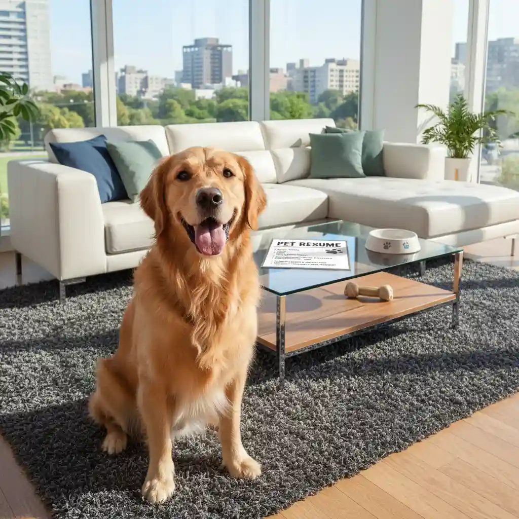 Pet friendly rental concept with dog and Pet CV