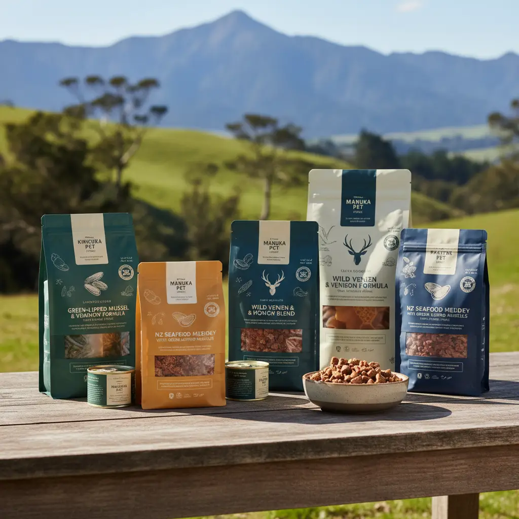Premium New Zealand pet food products featuring local ingredients