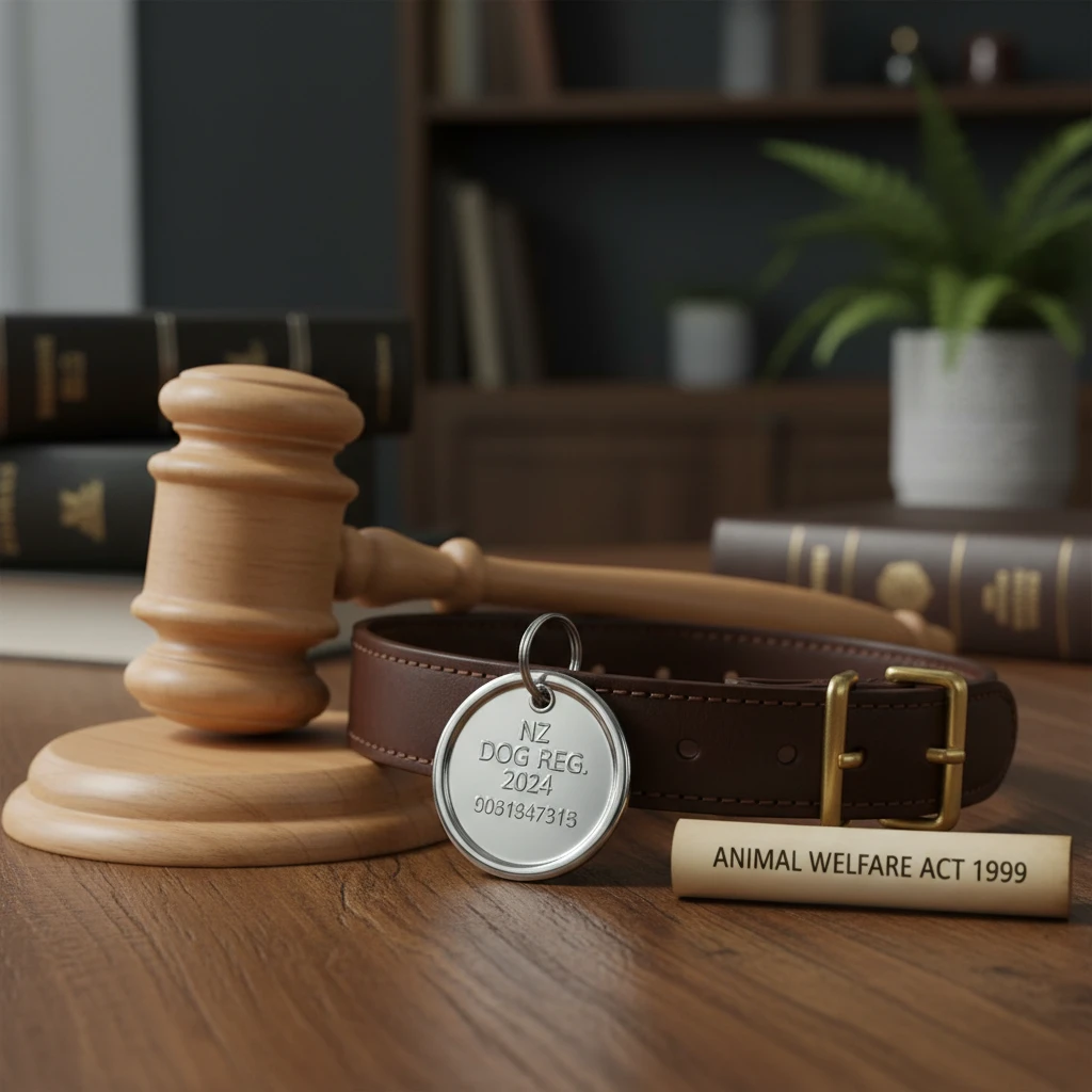 Dog registration tag and gavel