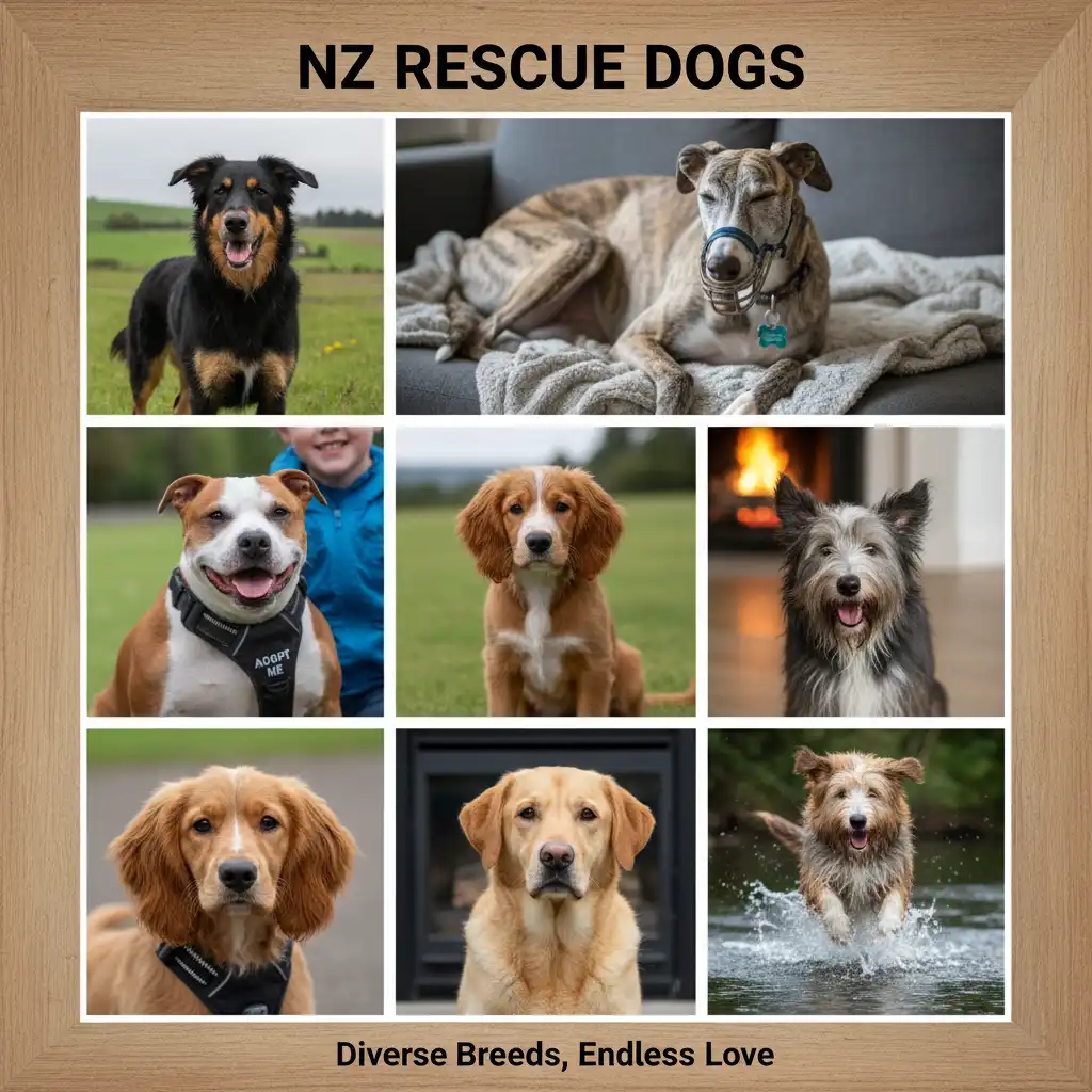 Diverse breeds of NZ rescue dogs