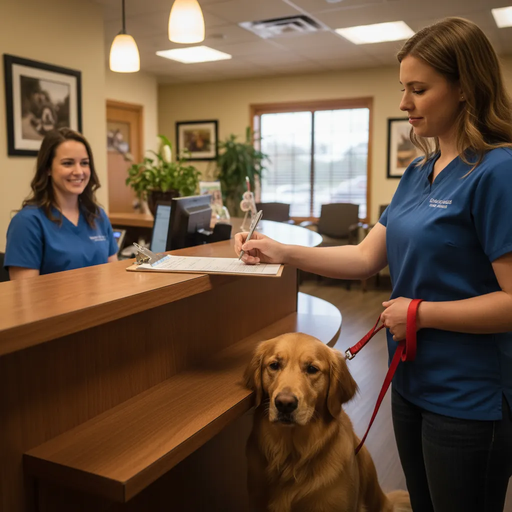 Owner filling out surrender paperwork at a clinic