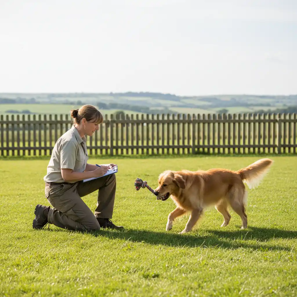 Dog undergoing behavioral assessment at a shelter