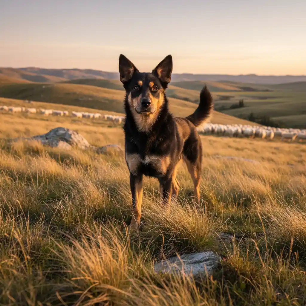 New Zealand Huntaway dog working on a high country farm