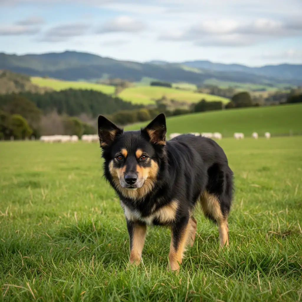 New Zealand Heading Dog demonstrating the 'eye' while working sheep