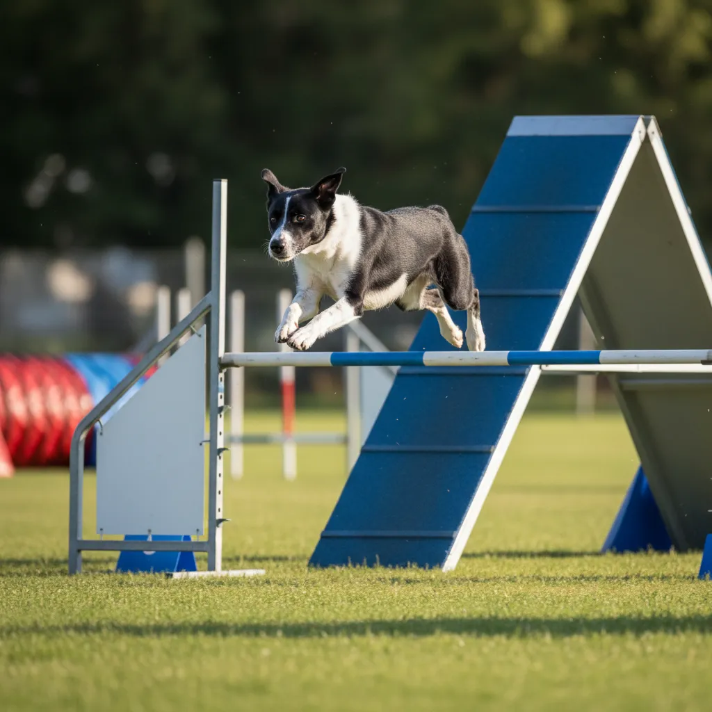 New Zealand Heading Dog competing in agility sports