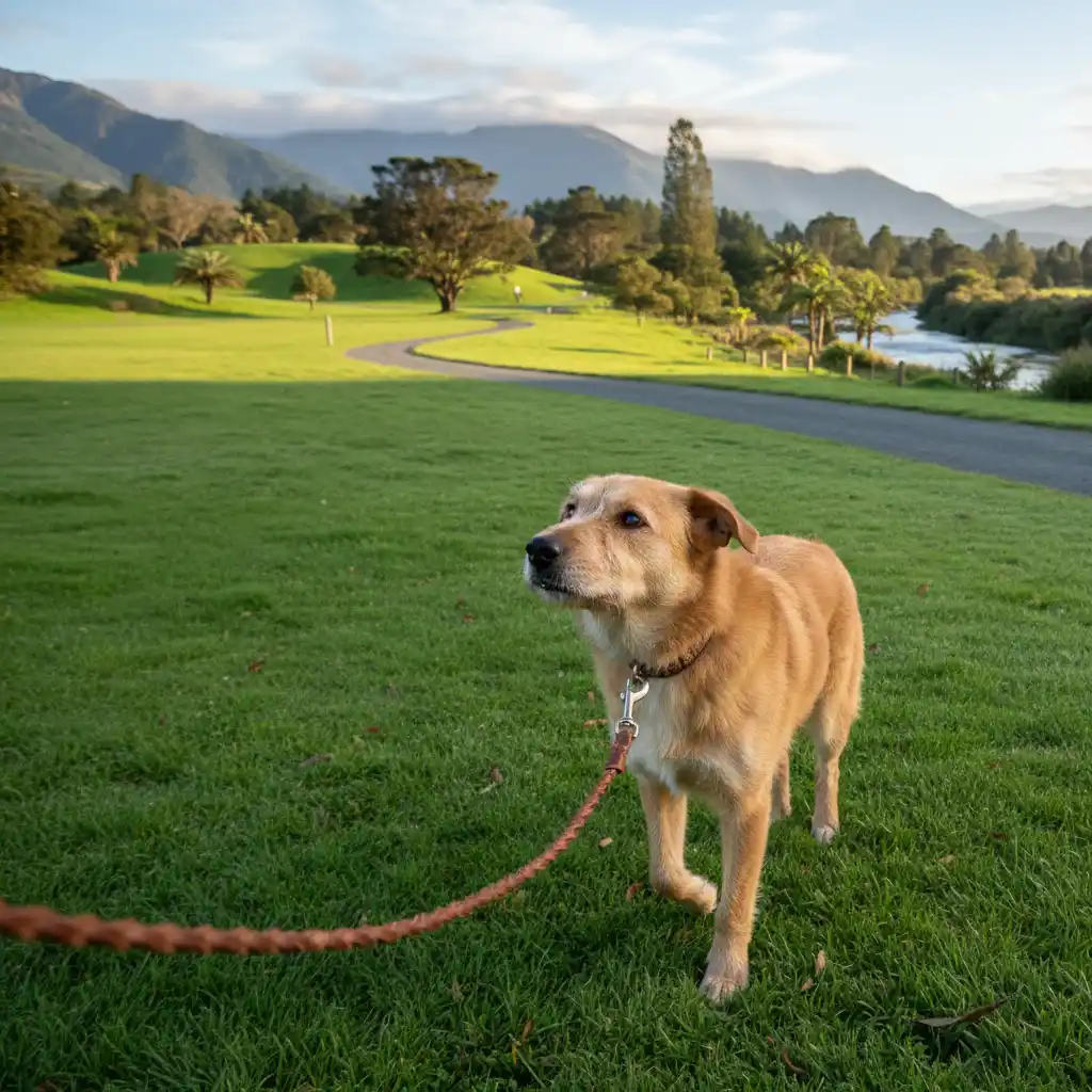 Walking a rescue dog on a lead