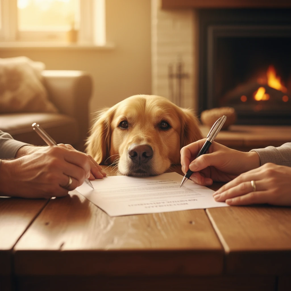 Pet owners signing a rehoming agreement in New Zealand