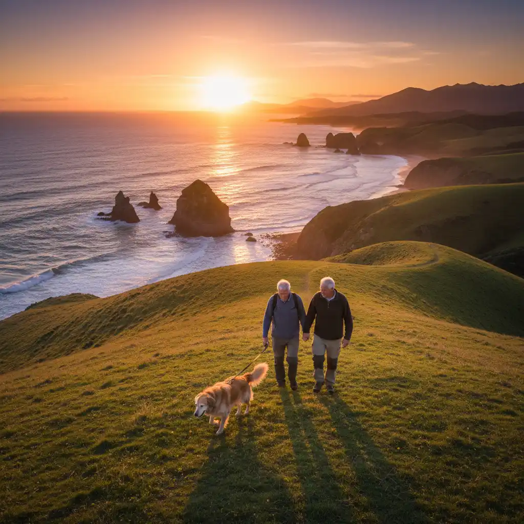Walking a senior dog in New Zealand