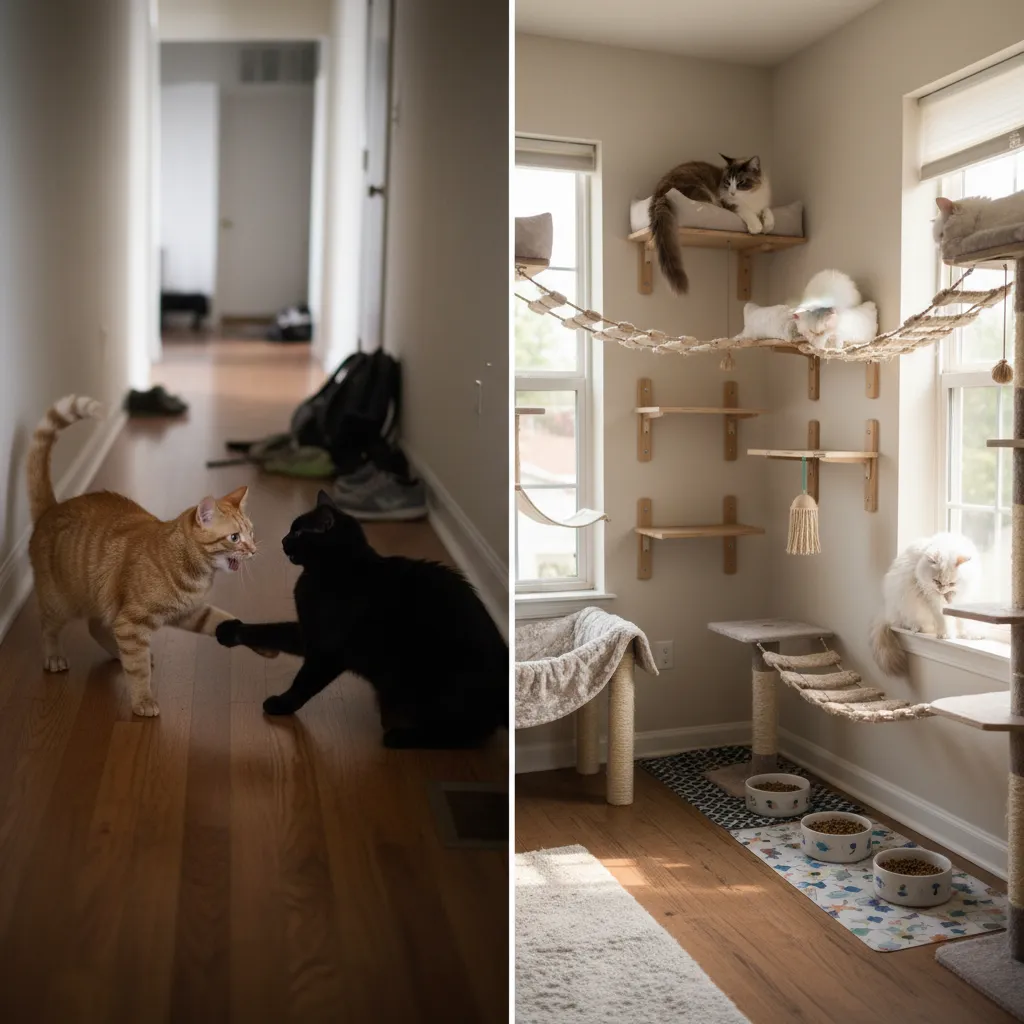 Visualizing multi-cat dynamics and resource distribution