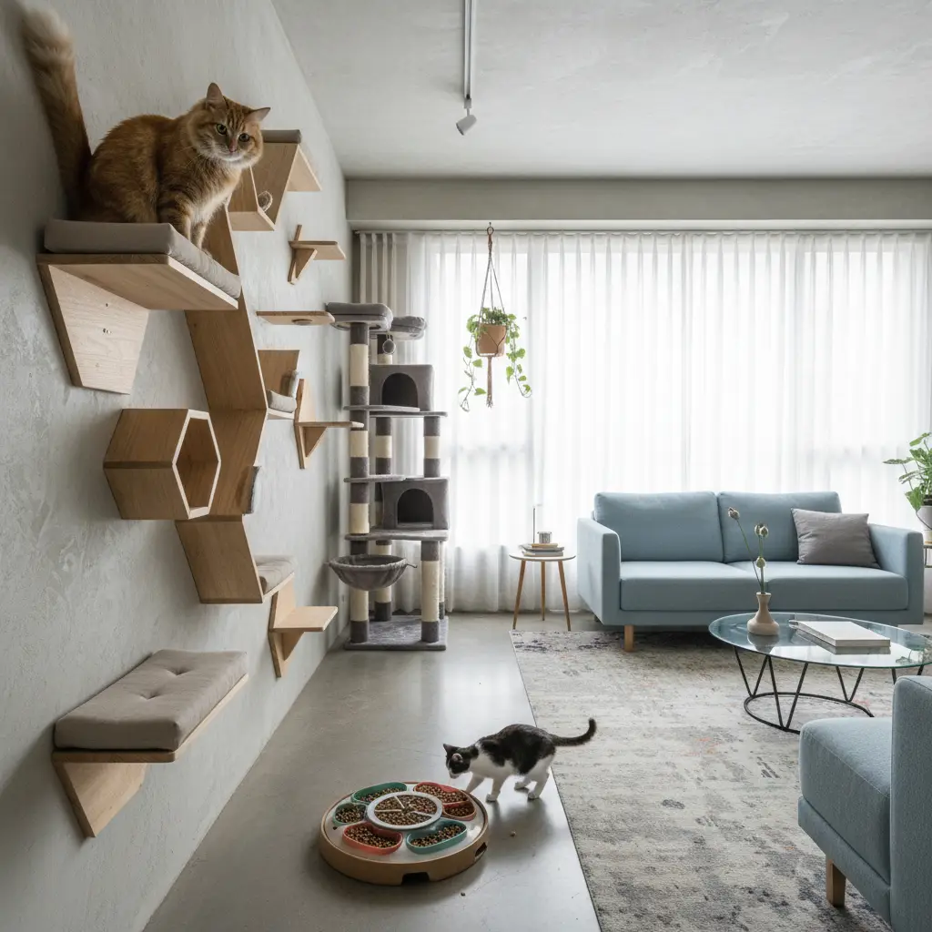 Example of an enriched environment for indoor cats