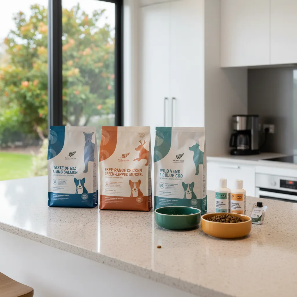 Various dog food and parasite treatment products