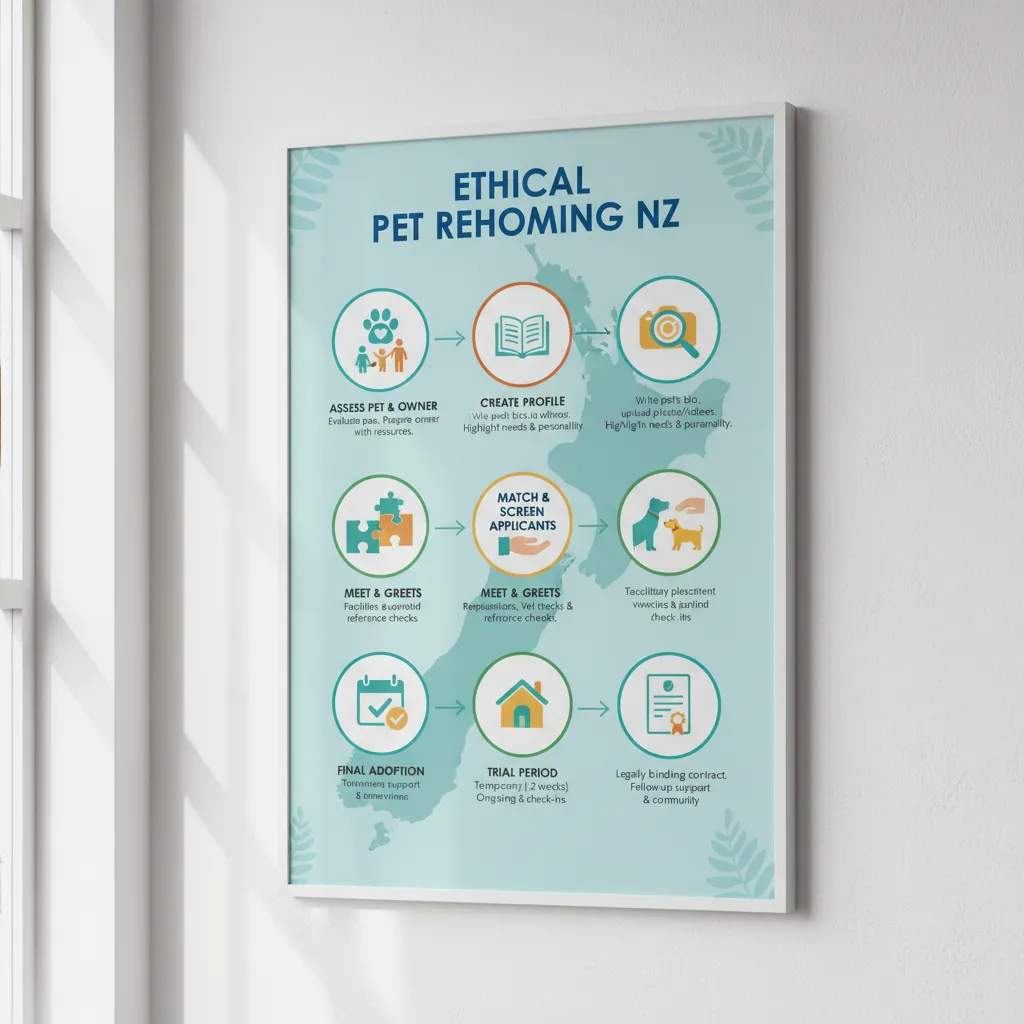 Infographic: Steps for ethical home-to-home pet rehoming in NZ