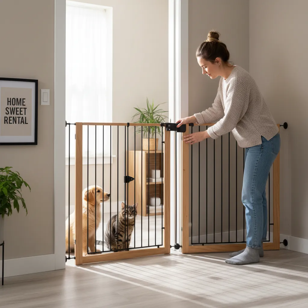 Pet gate in rental home