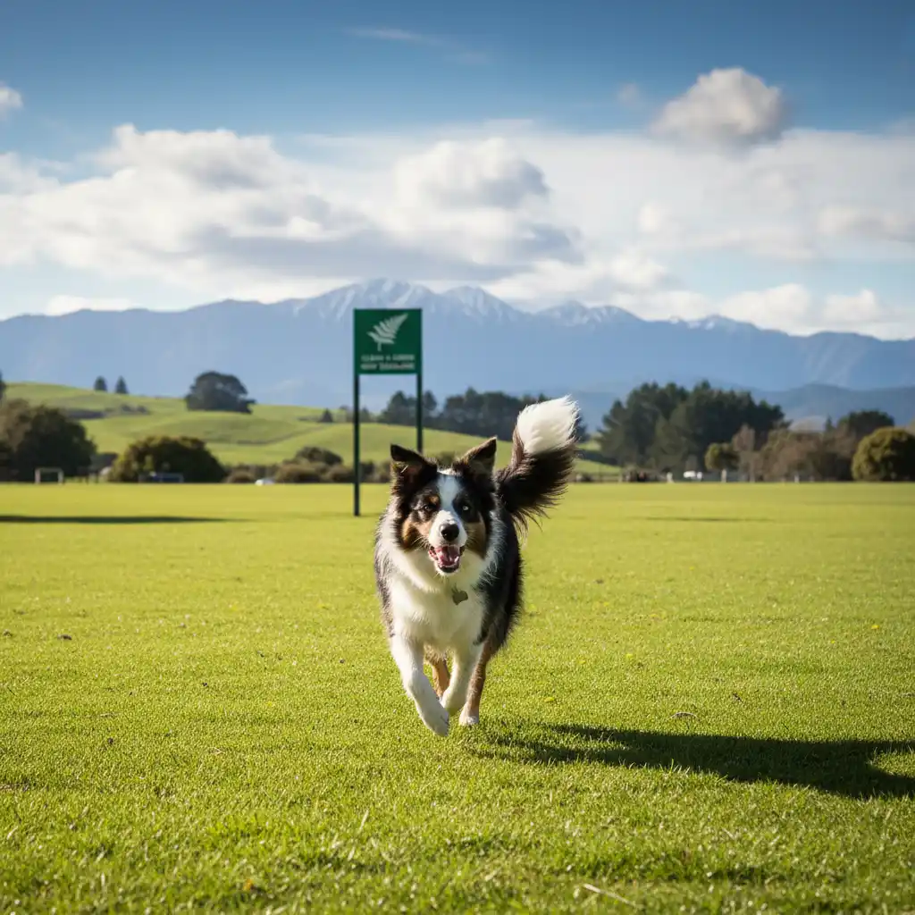 Healthy Border Collie running in a New Zealand park, symbolising vaccine protection