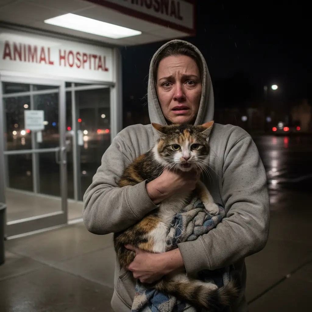 Pet owner bringing their distressed pet to an emergency vet clinic in NZ