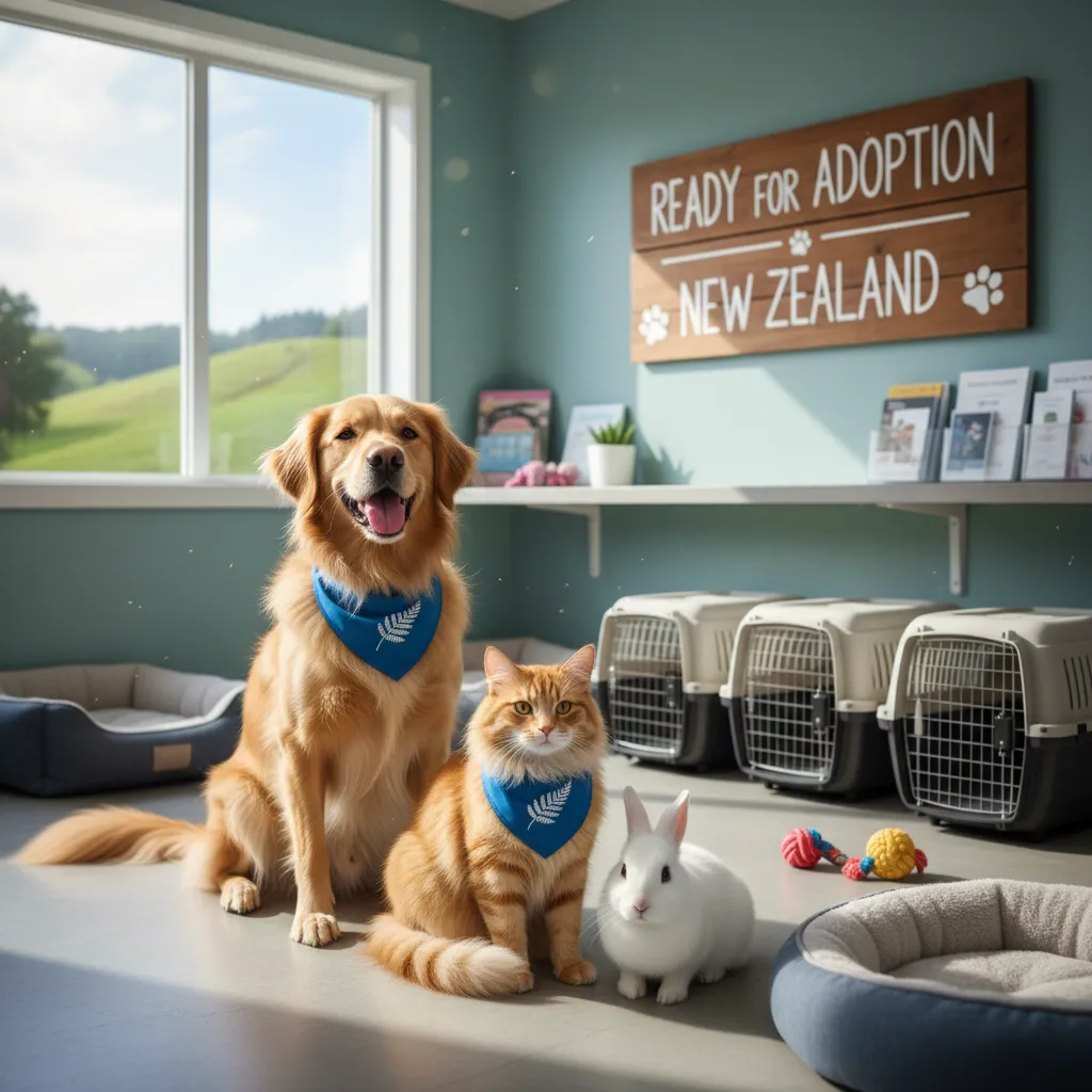 Happy rescued pets in a New Zealand shelter