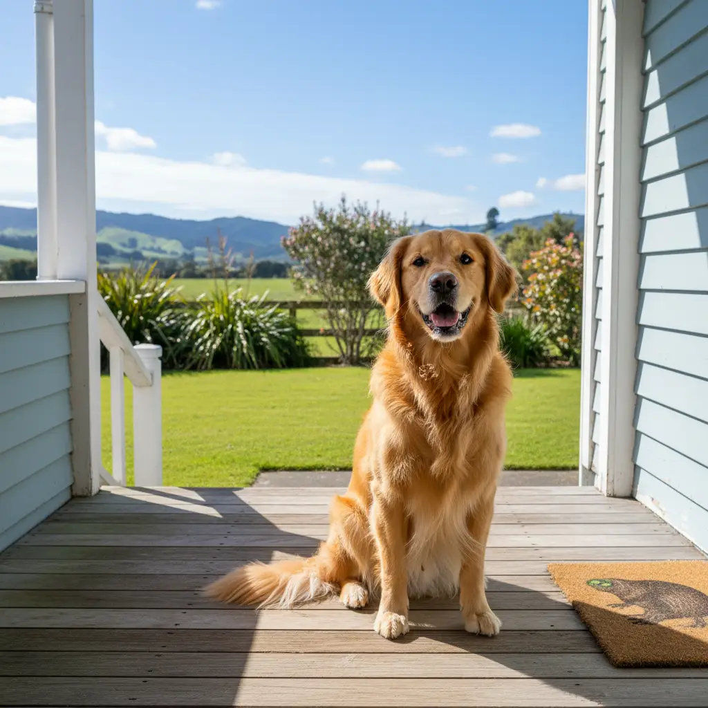 Dog at a pet-friendly rental property in New Zealand