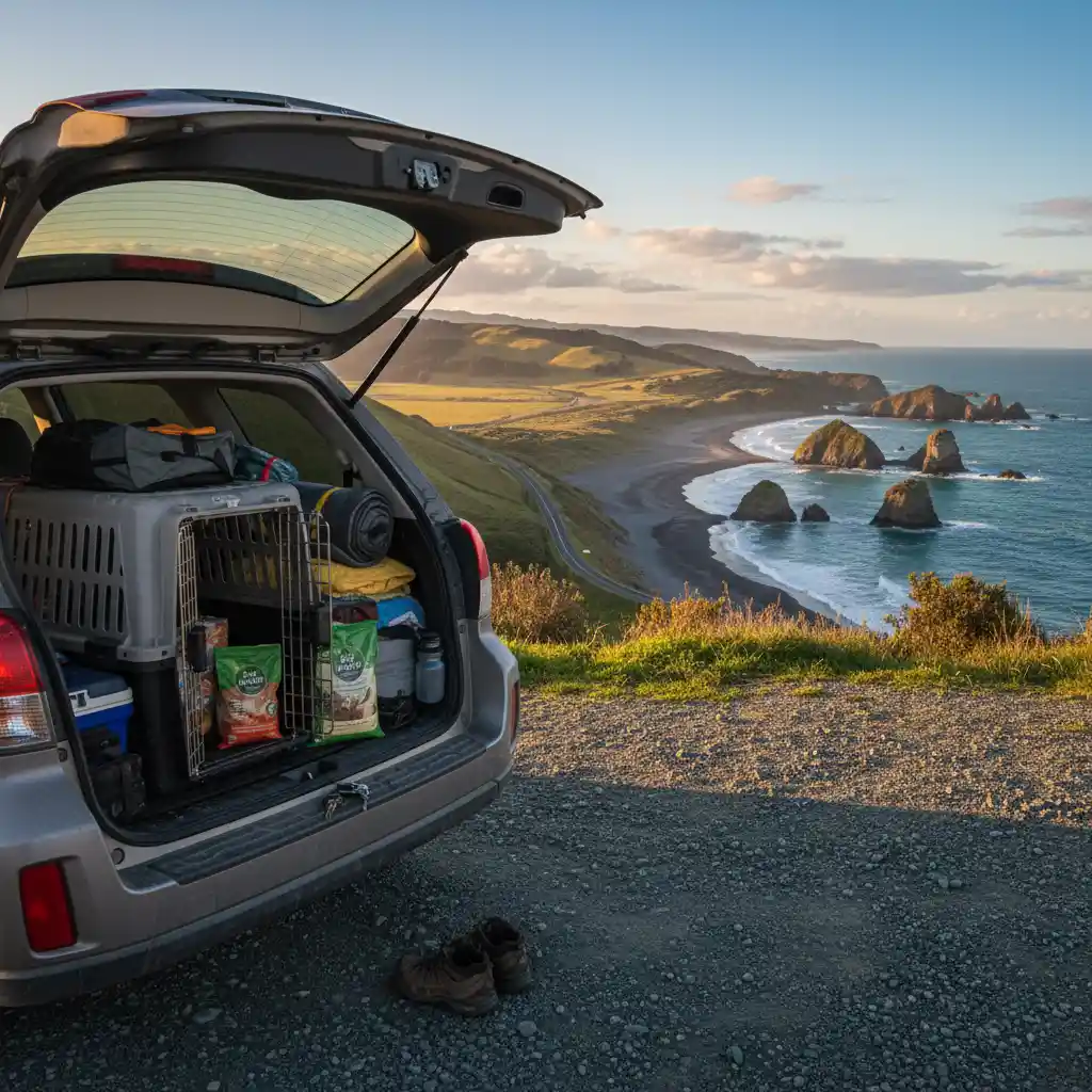 Packing essentials for a pet road trip in New Zealand