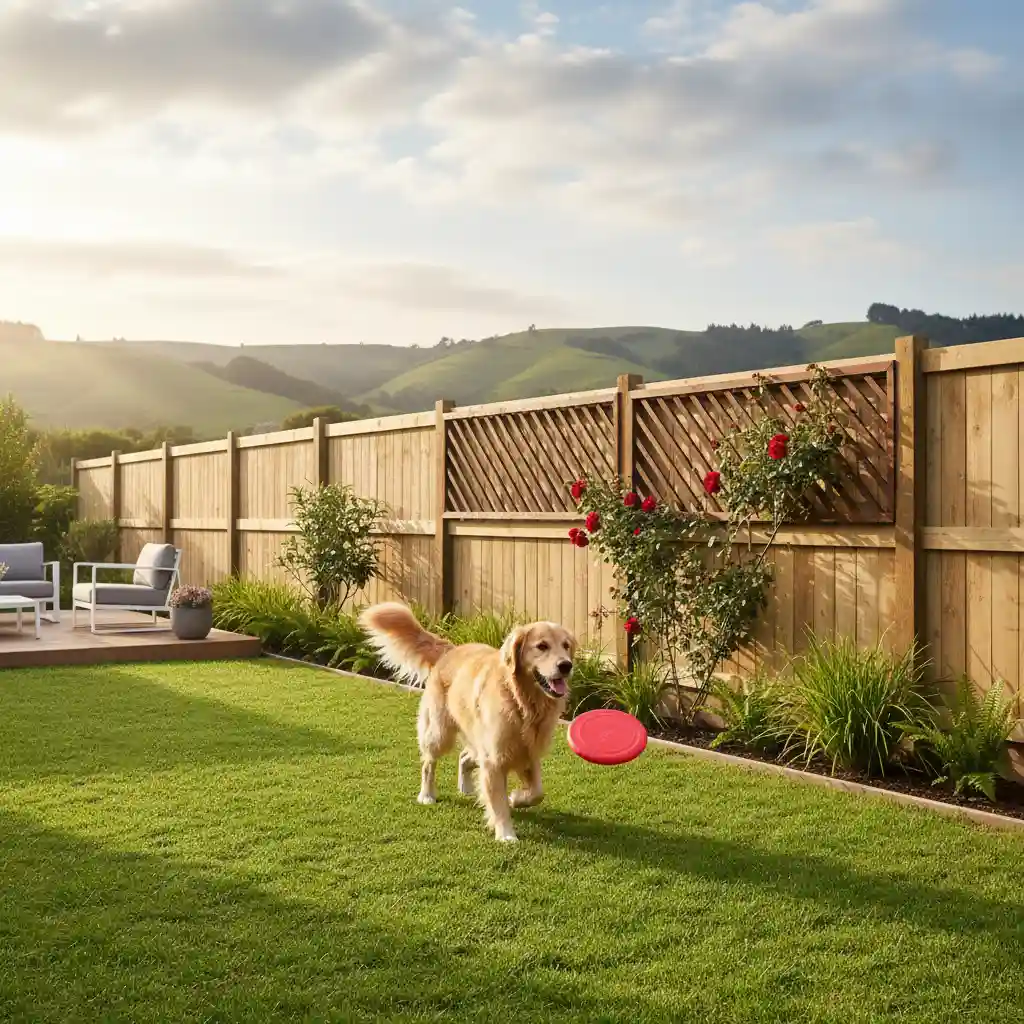 Secure garden fencing for dogs in a New Zealand backyard
