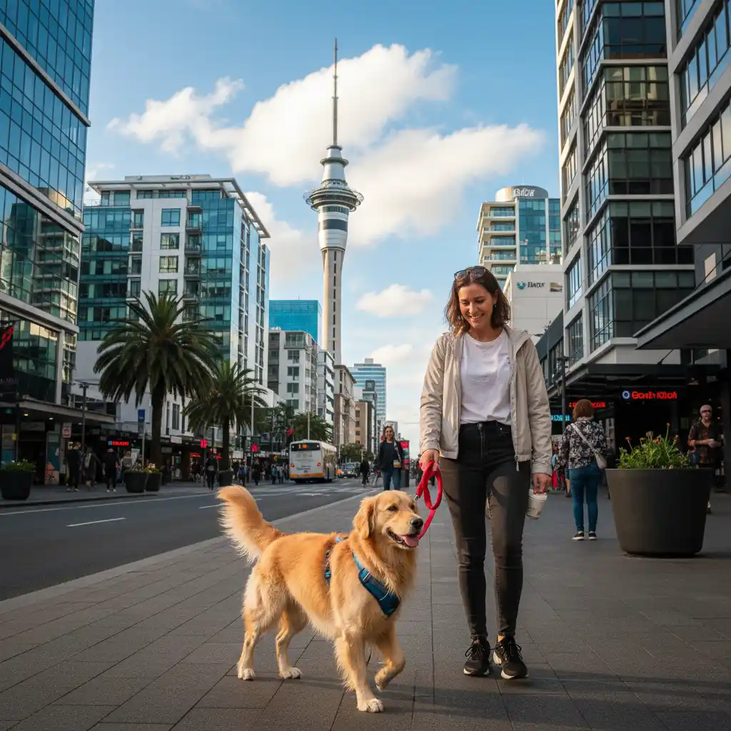 Dog walking in Auckland city centre