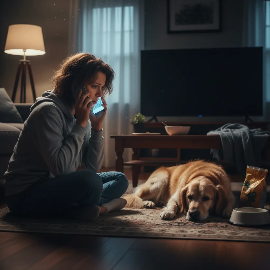 Pet owner calling an emergency vet hotline in New Zealand