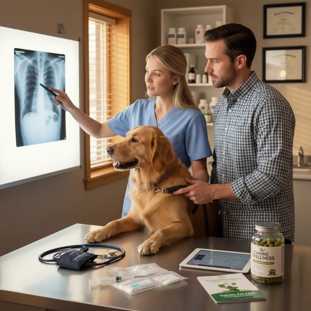 Vet explaining integrated care to pet owner