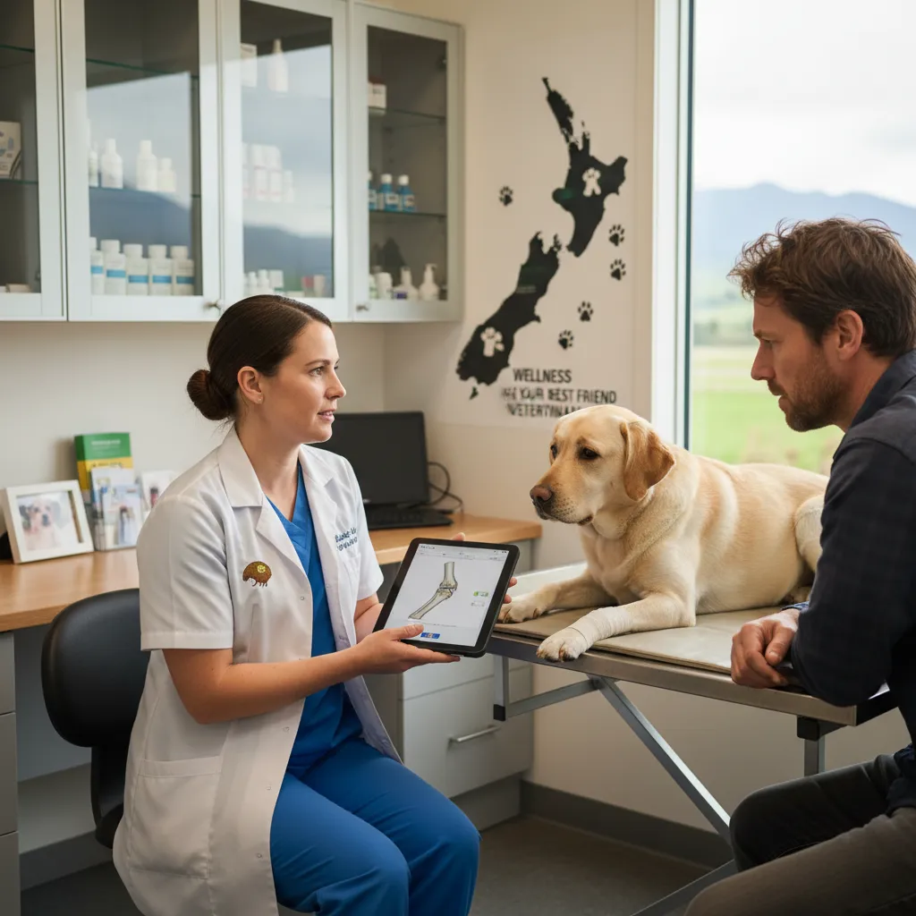 Veterinarian discussing pet welfare with an owner in NZ