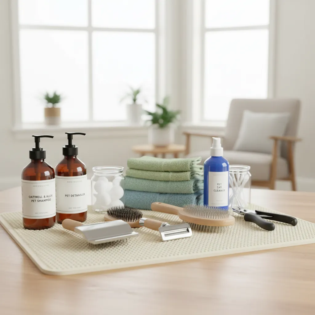 Organised pet grooming products and tools