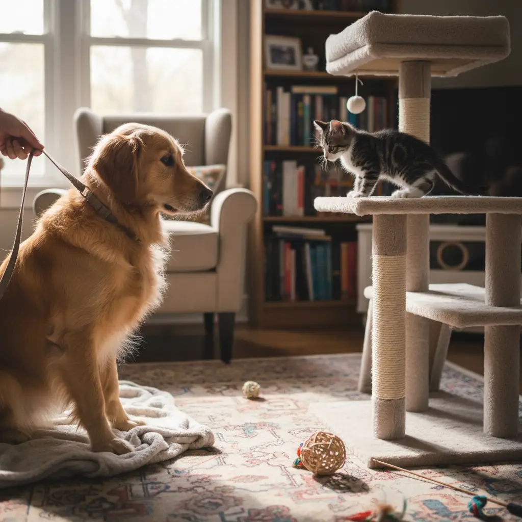 Safe introduction between a dog and a cat
