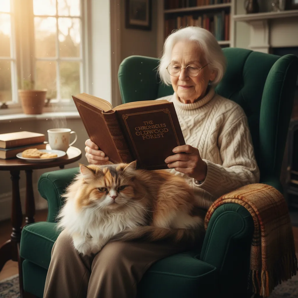 Senior citizen bonding with an adopted senior cat