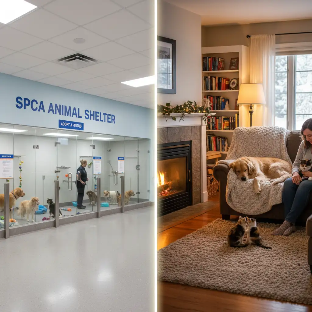 Comparison between an SPCA facility and a private rescue foster home environment