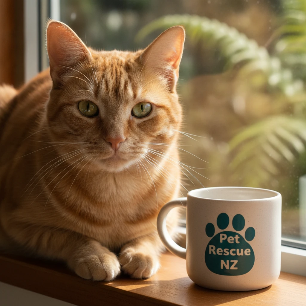 A calm cat observing the outside from a warm home, representing stress-free peer-to-peer pet adoption