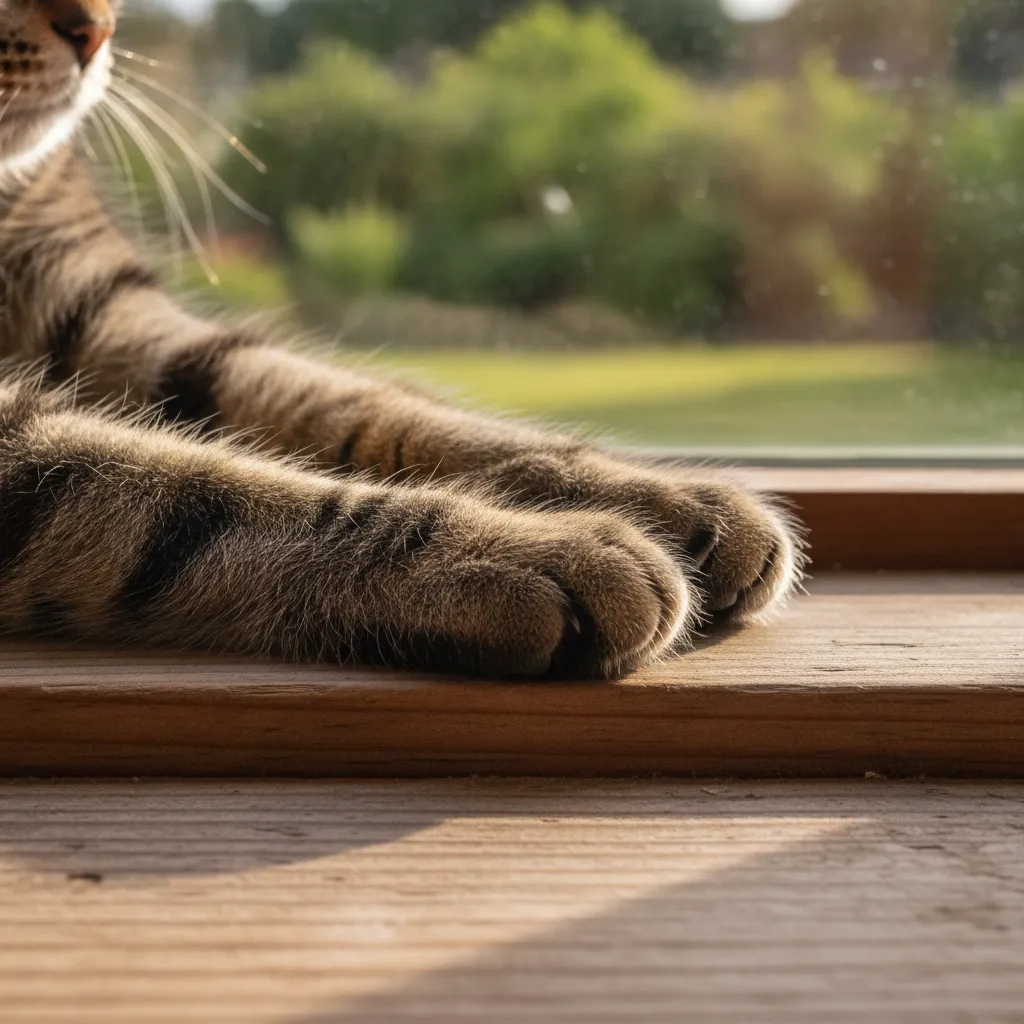 A cat resting safely in a home environment
